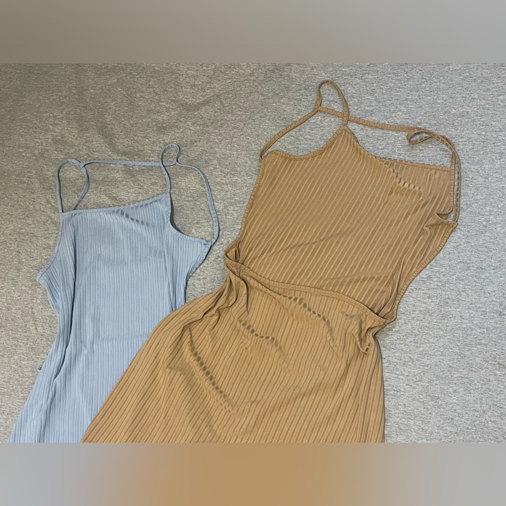 Blue and Tan Ribbed gym Jumpsuits - Picture 2 of 2